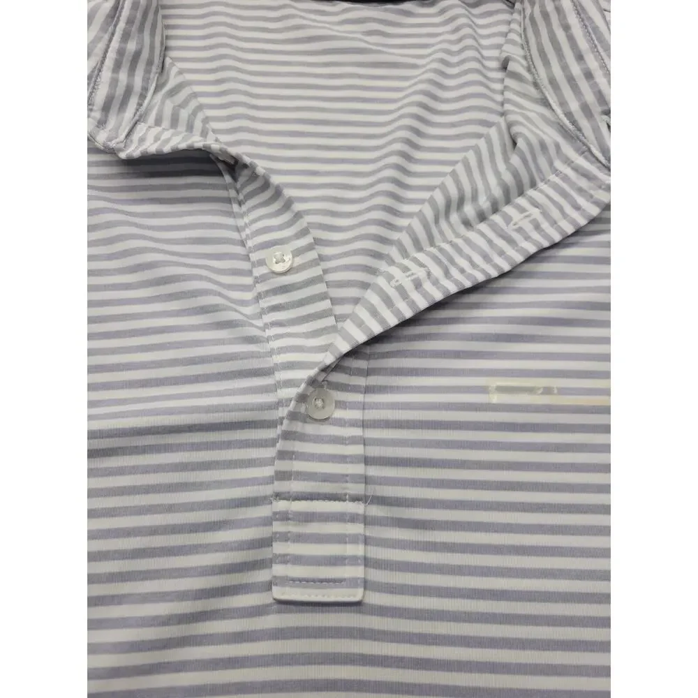 RLX Ralph Lauren Golf Polo Shirt Men’s Size Large SS White Gray Striped Wicking